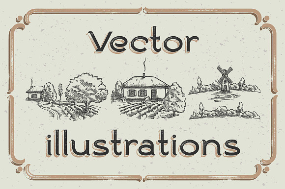 Ranch vintage font & illustrations in Vintage Fonts - product preview 4