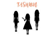 Fashion woman silhouette with long hairstyle