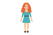 Redhead girl in blue dress