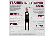 Fashion infographic with bearded hipster man