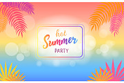 Hot Summer Party Background with Palm Trees