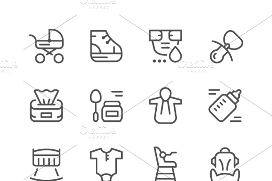 Set line icons of newborn in Graphics - product preview 8