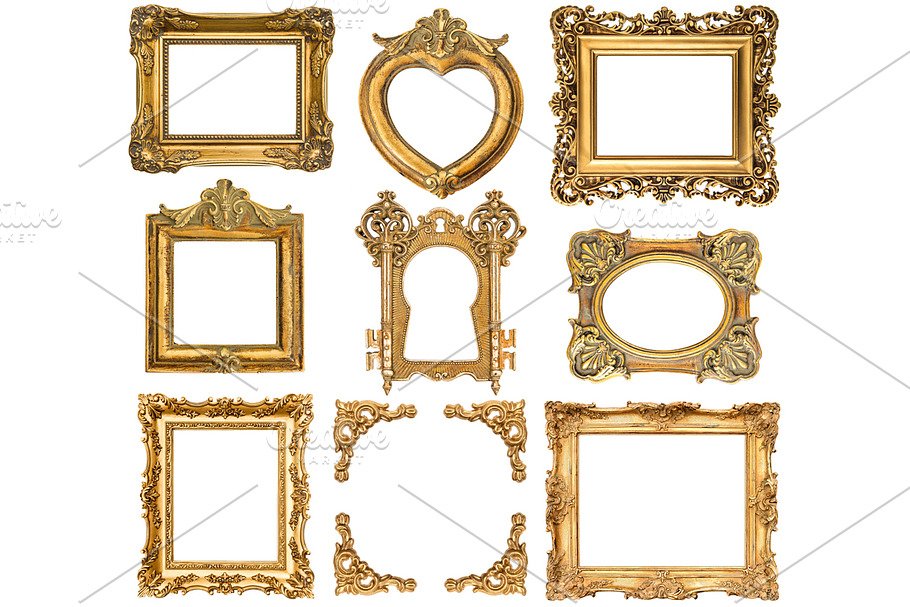 baroque style antique golden frames in Objects - product preview 8