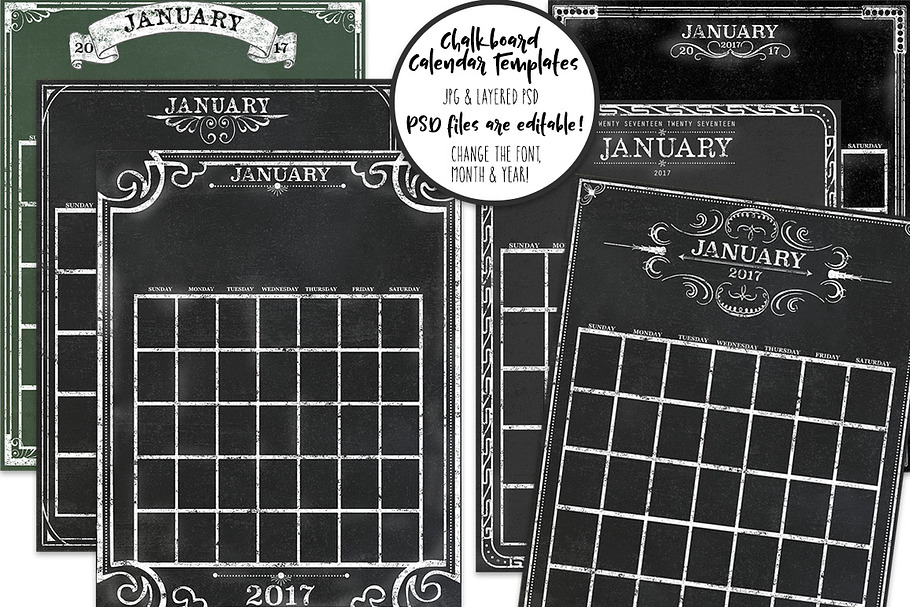 Chalkboard Calendar Editable
