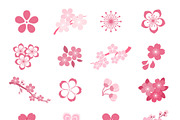 Blossom japanese sakura icon set