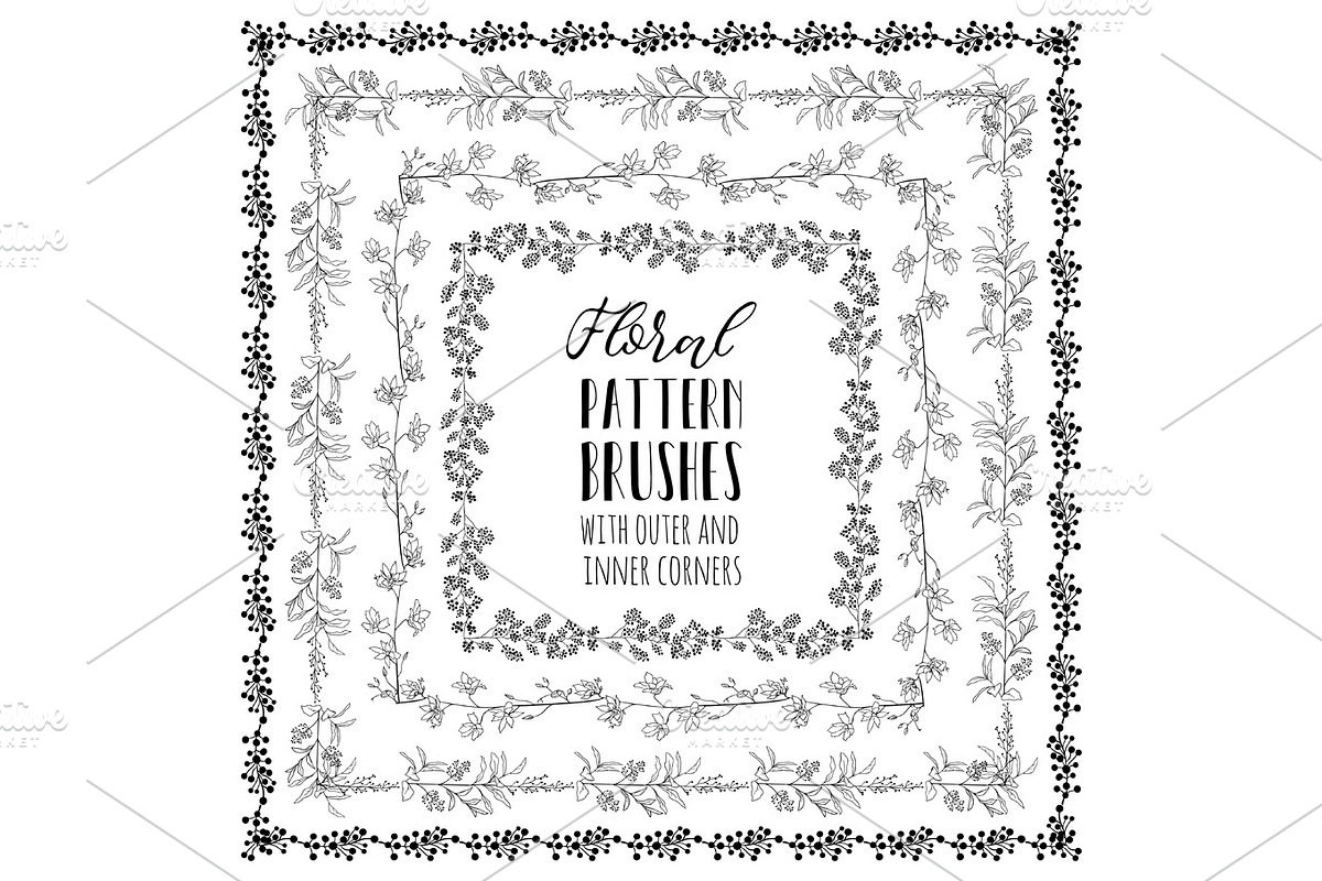 Vector Floral Pattern Brushes with Herbs, Plants and Flowers in Photoshop Brushes - product preview 8