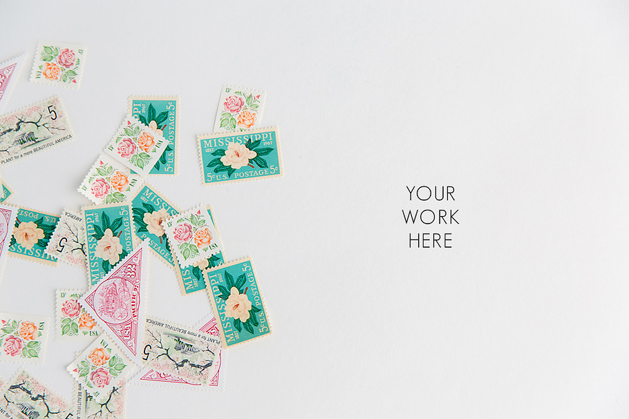 Floral Vintage Stamps Lay Flat