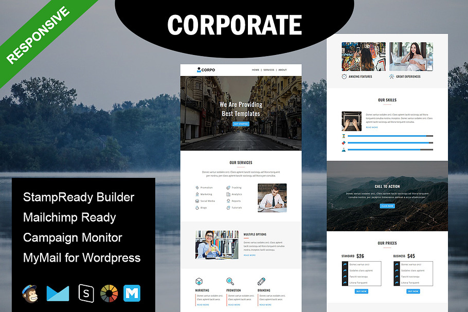 CORPORATE- Responsive Email Template in Mailchimp Templates - product preview 8