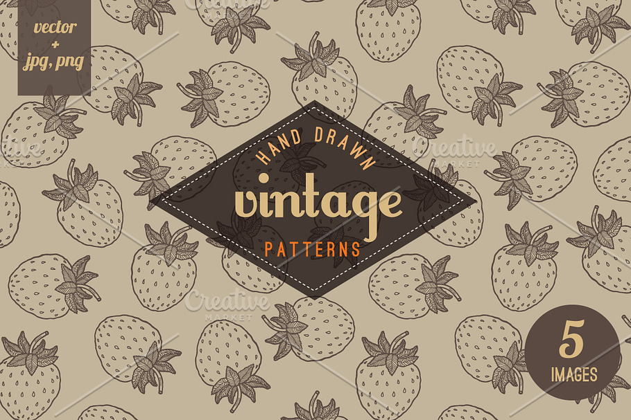 Vintage seamless berries pattern in Patterns - product preview 8