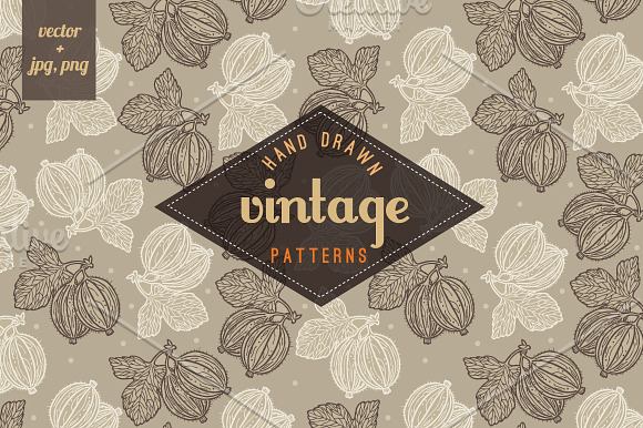 Vintage seamless berries pattern in Patterns - product preview 1