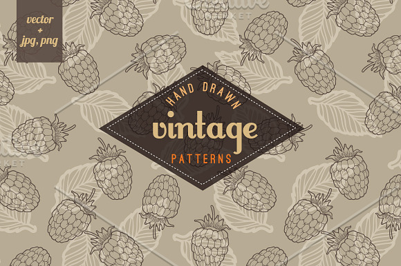 Vintage seamless berries pattern in Patterns - product preview 2