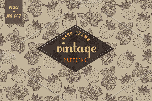 Vintage seamless berries pattern in Patterns - product preview 4