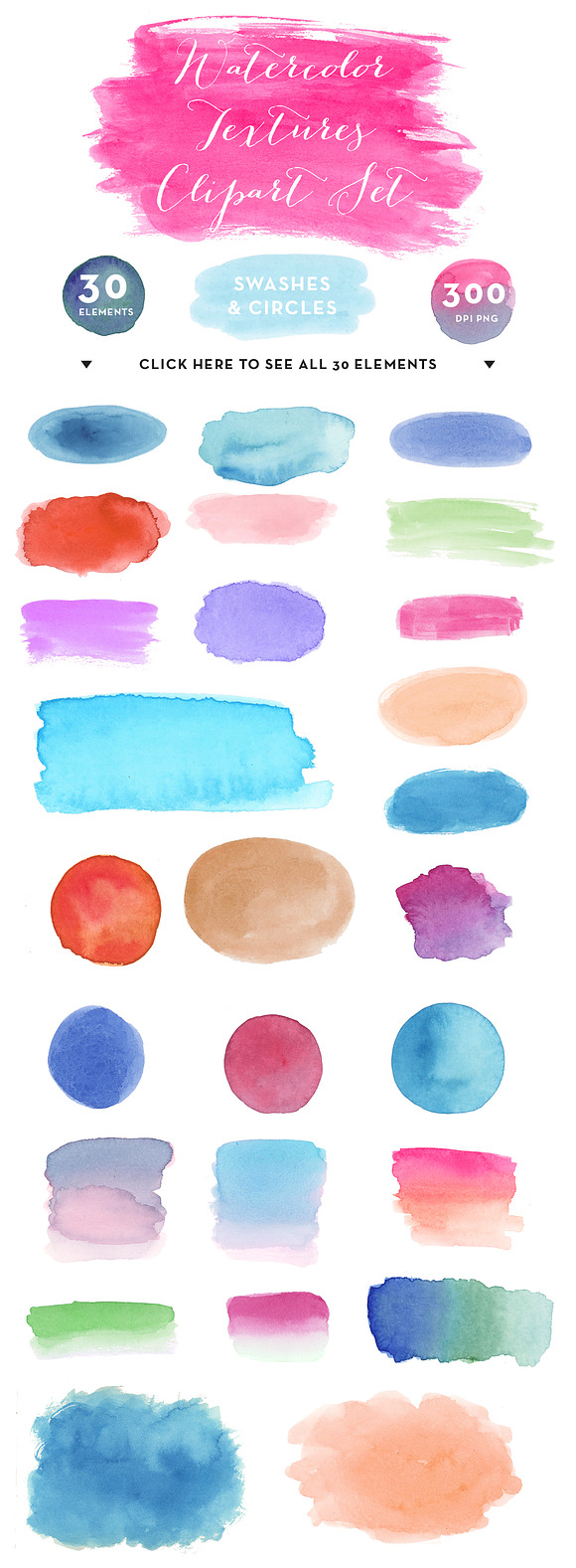 Watercolor Swashes Clipart Set in Textures - product preview 3