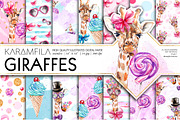 Funny Fashion Giraffes Digital Paper