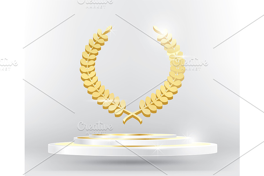 Gold Laurel Wreath on Podium. in Illustrations - product preview 8