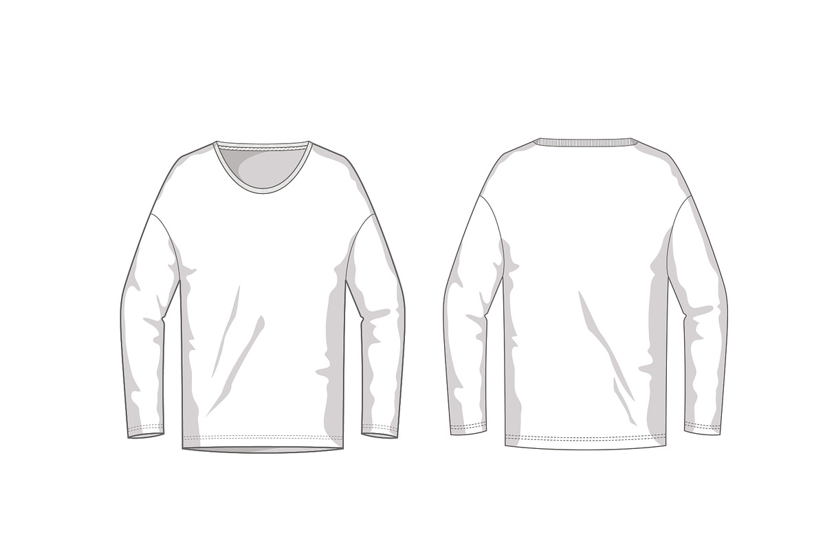 Longsleeve Fashion Flat Template in Templates - product preview 8