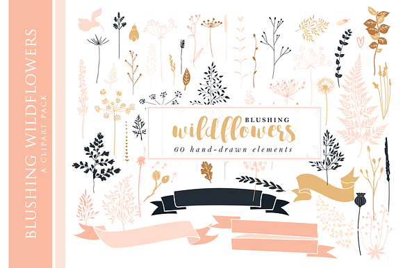 Floral wedding clip art hand drawn in Illustrations - product preview 1
