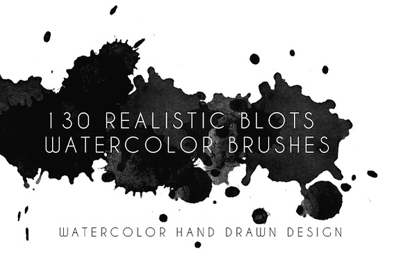 130 Watercolor Blots Brushes in Photoshop Brushes - product preview 1