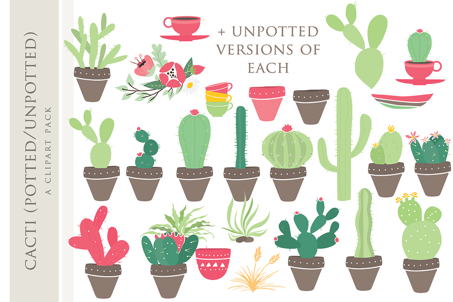 Cactus clip art clipart hand drawn in Illustrations - product preview 8
