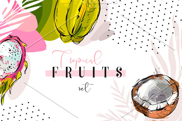 Tropical fruits set