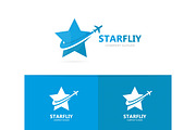 Vector of star and airplane logo combination. Unique leader and travel logotype design template.