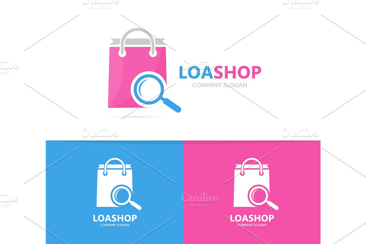 Vector of shop and loupe logo combination. Sale and magnifying glass symbol or icon. Unique bag and search logotype design template. in Logo Templates - product preview 8