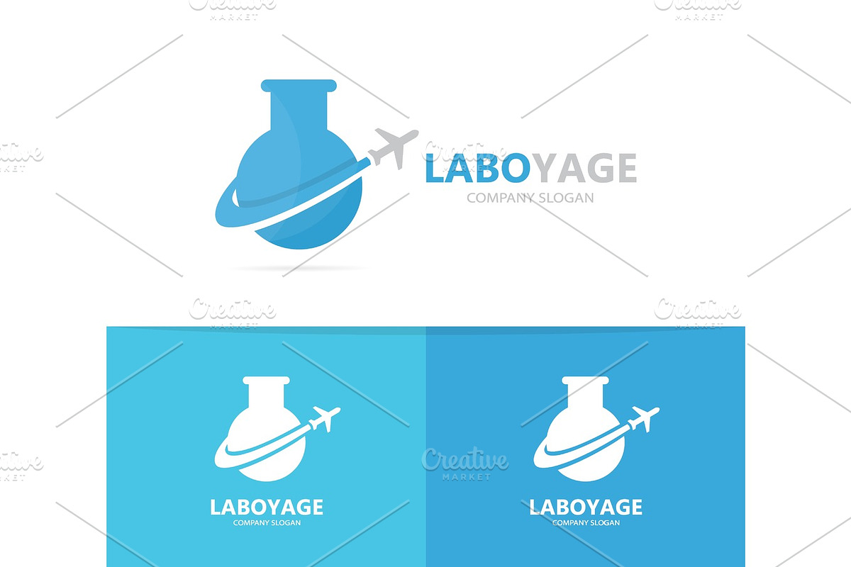 Vector of flask and airplane logo combination. Laboratory and travel symbol or icon. Unique flight and science logotype design template. in Logo Templates - product preview 8
