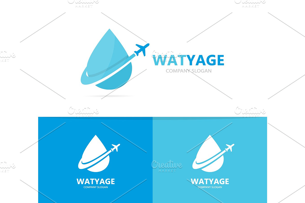 Vector of oil and airplane logo combination. Drop and travel symbol or icon. Unique flight water and aqua logotype design template. in Logo Templates - product preview 8