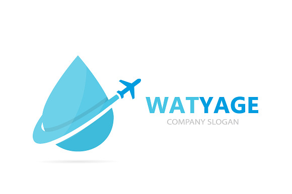 Vector of oil and airplane logo combination. Drop and travel symbol or icon. Unique flight water and aqua logotype design template. in Logo Templates - product preview 1
