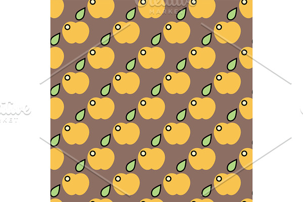 Apple background vector illustration textile green fruits seamless pattern.
