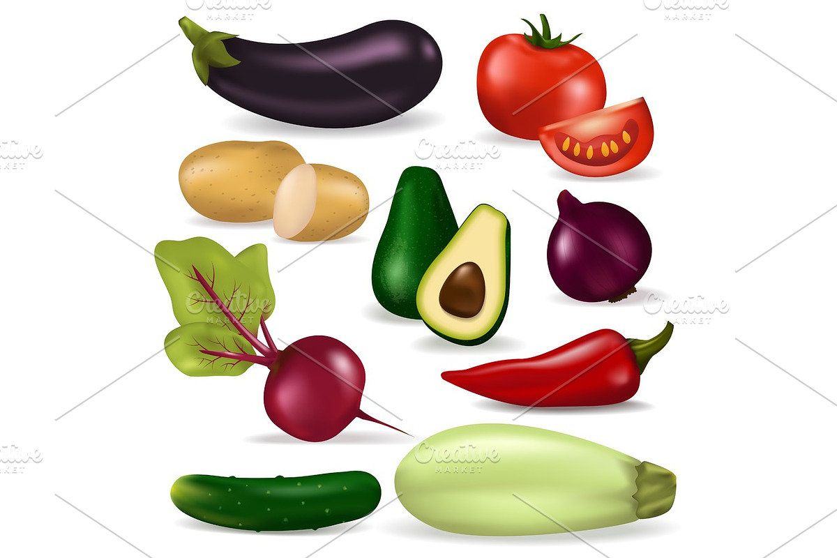 Realistic 3d vegetables vegan nature organic food vector fresh vegetarian healthy agriculture illustration. in Illustrations - product preview 8