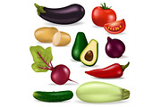 Realistic 3d vegetables vegan nature organic food vector fresh vegetarian healthy agriculture illustration.