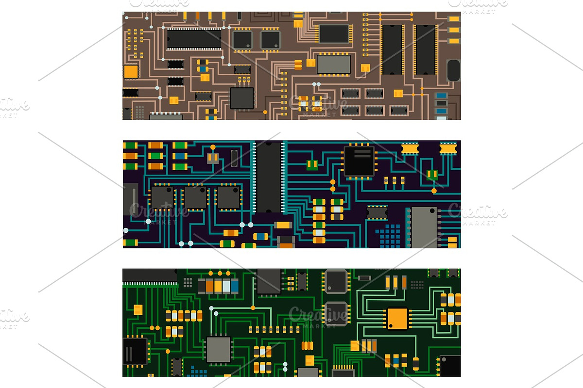 Computer chip technology processor circuit motherboard information system vector illustration in Illustrations - product preview 8