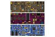 Computer chip technology processor circuit motherboard information system vector illustration