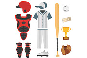 Cartoon baseball player icons batting vector design american game athlete sport league equipment