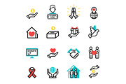 Donate money set outline icons help icon donation contribution charity philanthropy symbols humanity support vector