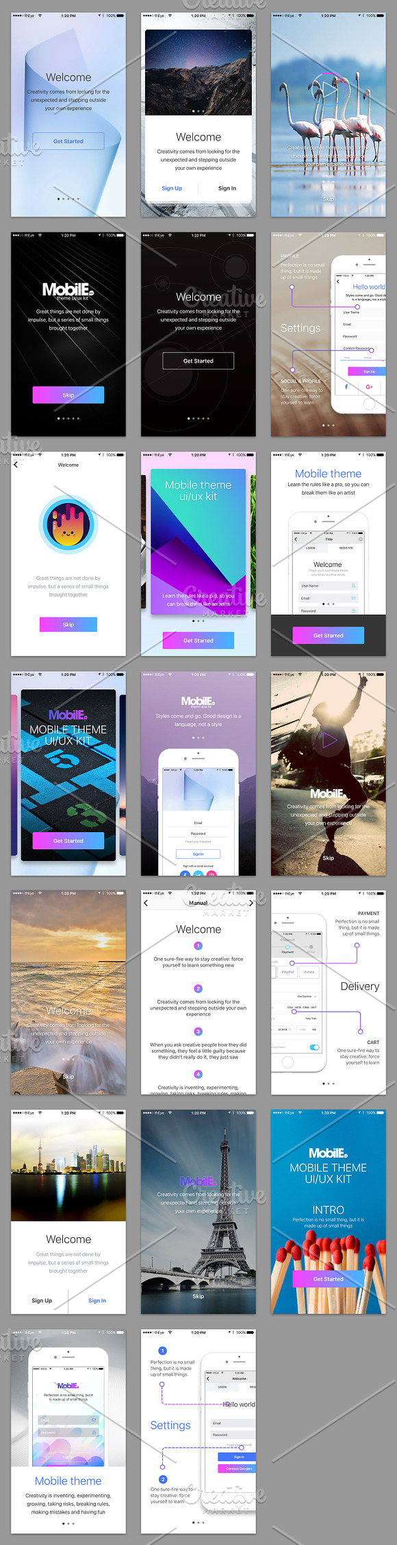 Mobile Theme UI/UX Kit in UI Kits and Libraries - product preview 3