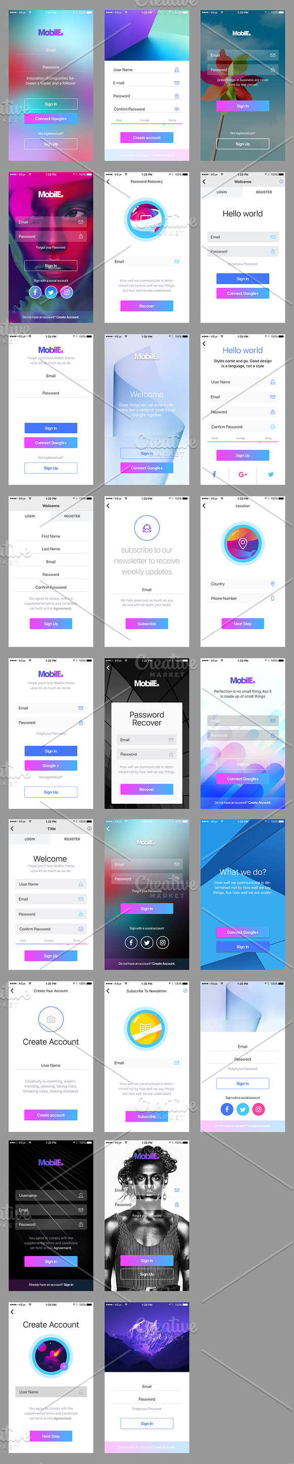 Mobile Theme UI/UX Kit in UI Kits and Libraries - product preview 4