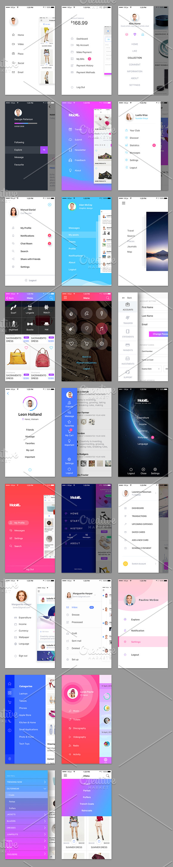 Mobile Theme UI/UX Kit in UI Kits and Libraries - product preview 7