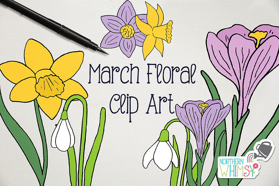 Spring Flower Clip Art Illustrations in Illustrations - product preview 8