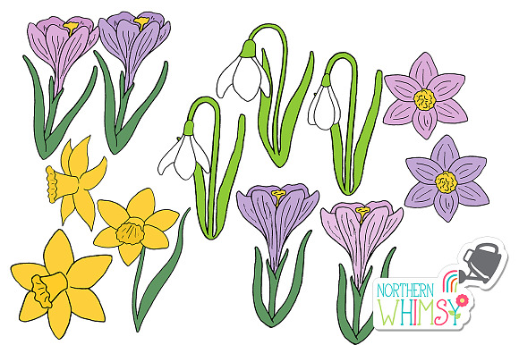 Spring Flower Clip Art Illustrations in Illustrations - product preview 1
