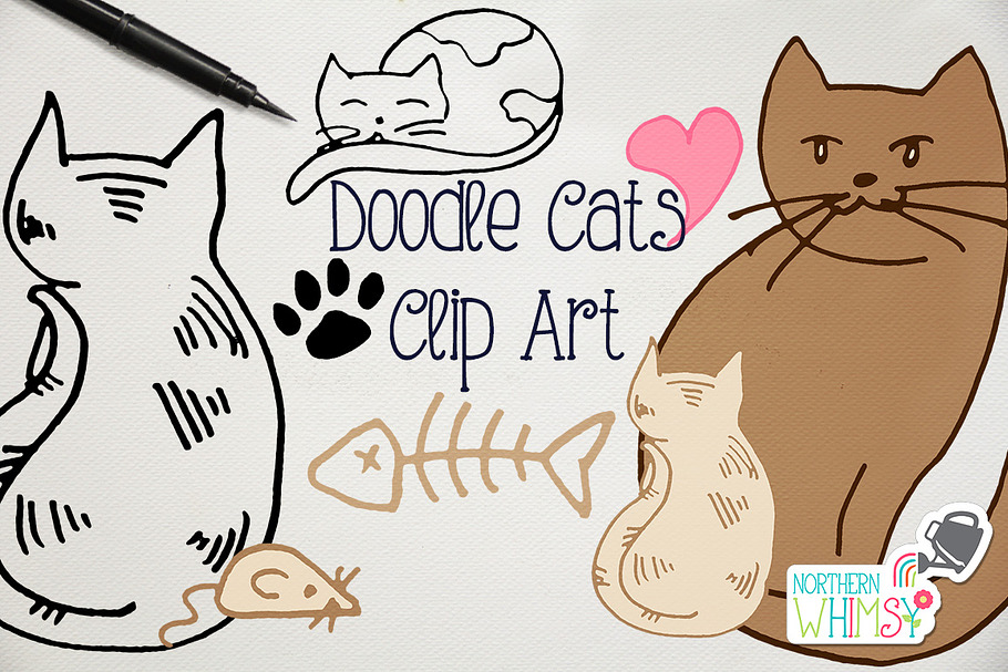Cat Clip Art - Hand Drawn