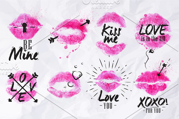 Lip imprints signs in Illustrations - product preview 1