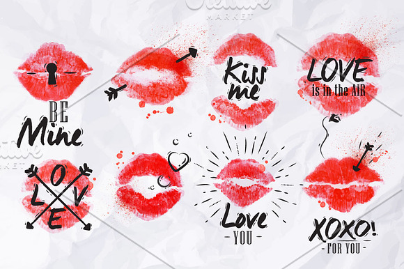 Lip imprints signs in Illustrations - product preview 2