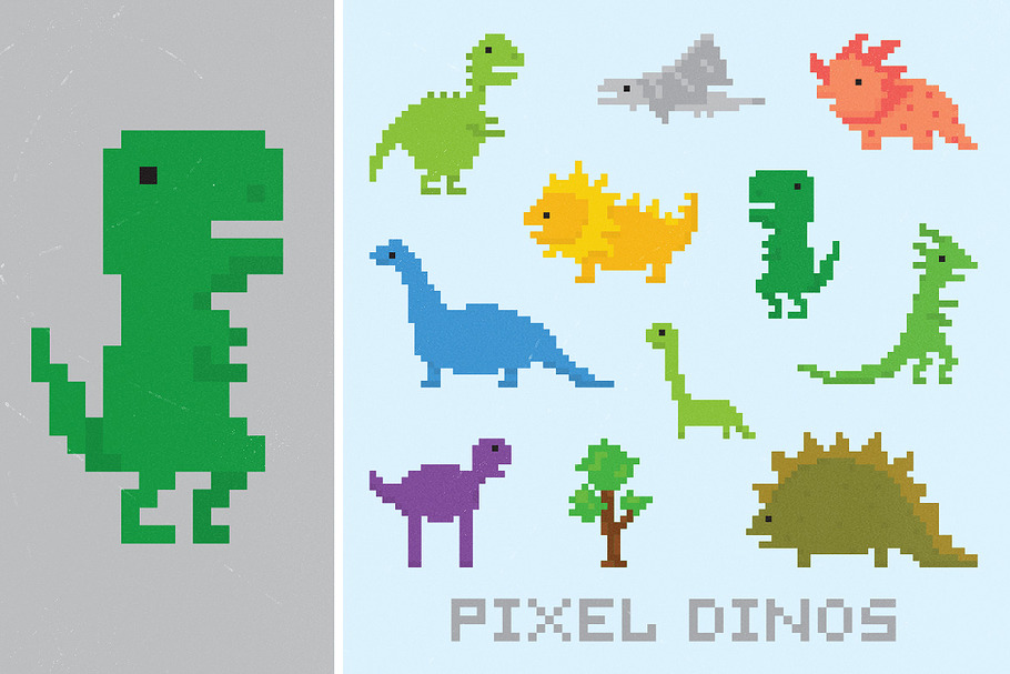 Pixel dinos set