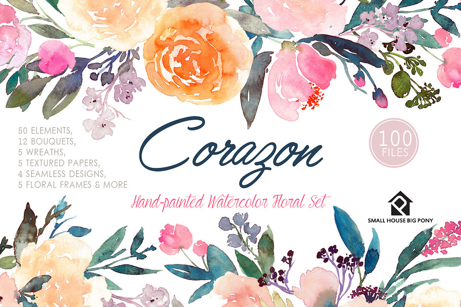 Corazon - Watercolor Floral Set in Illustrations - product preview 8