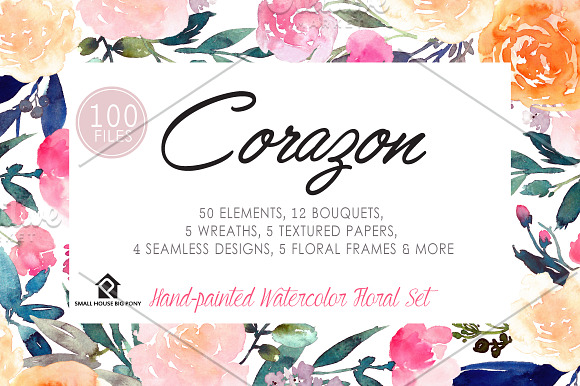 Corazon - Watercolor Floral Set in Illustrations - product preview 1