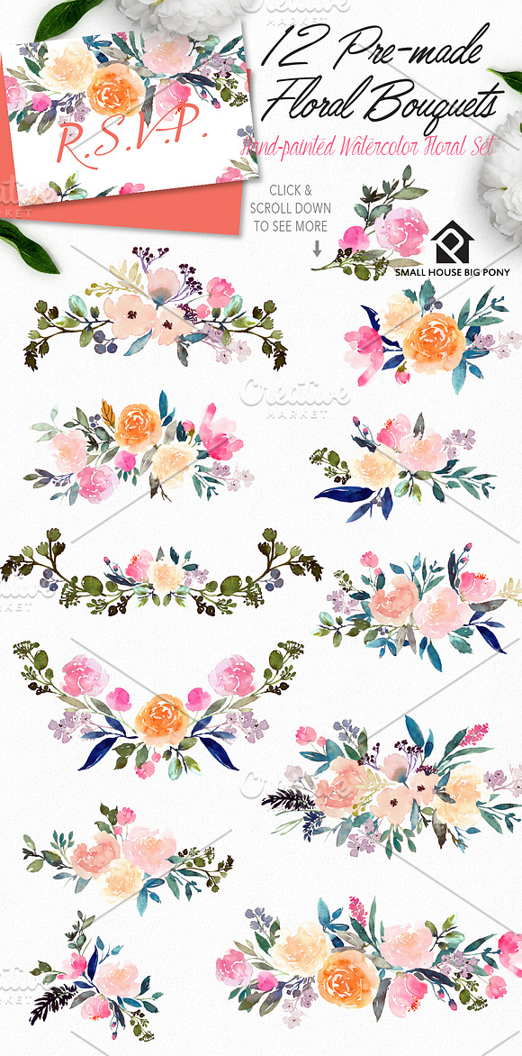 Corazon - Watercolor Floral Set in Illustrations - product preview 8