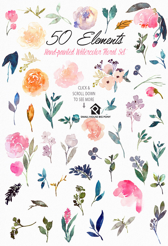 Corazon - Watercolor Floral Set in Illustrations - product preview 10