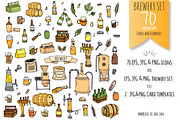 70 Brewery color hand drawn icons!